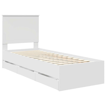 Bedframe Met Lade Met Hoofdeinde Ingenieurshout 75 x 190 cm Wit