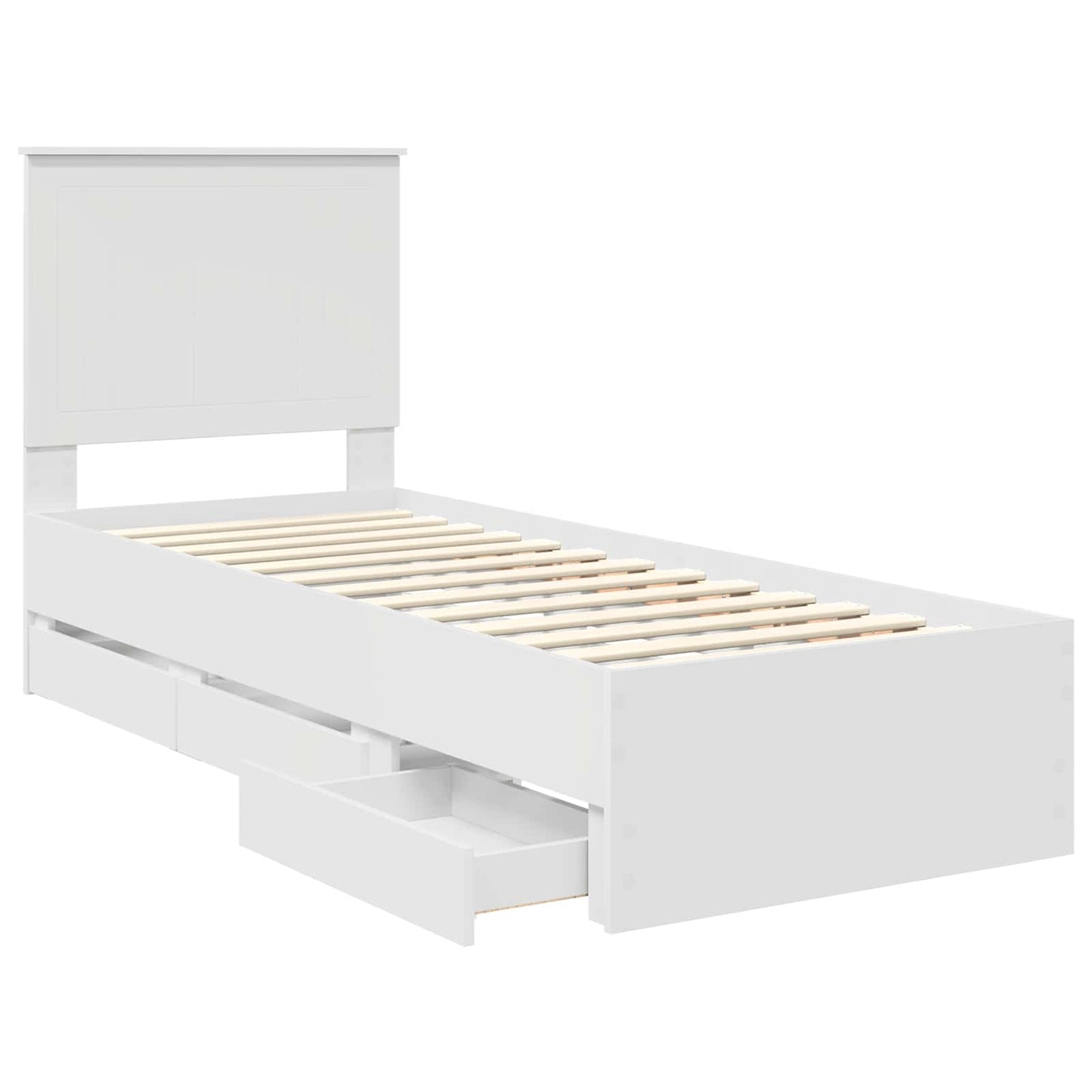 Bedframe Met Lade Met Hoofdeinde Ingenieurshout 75 x 190 cm Wit