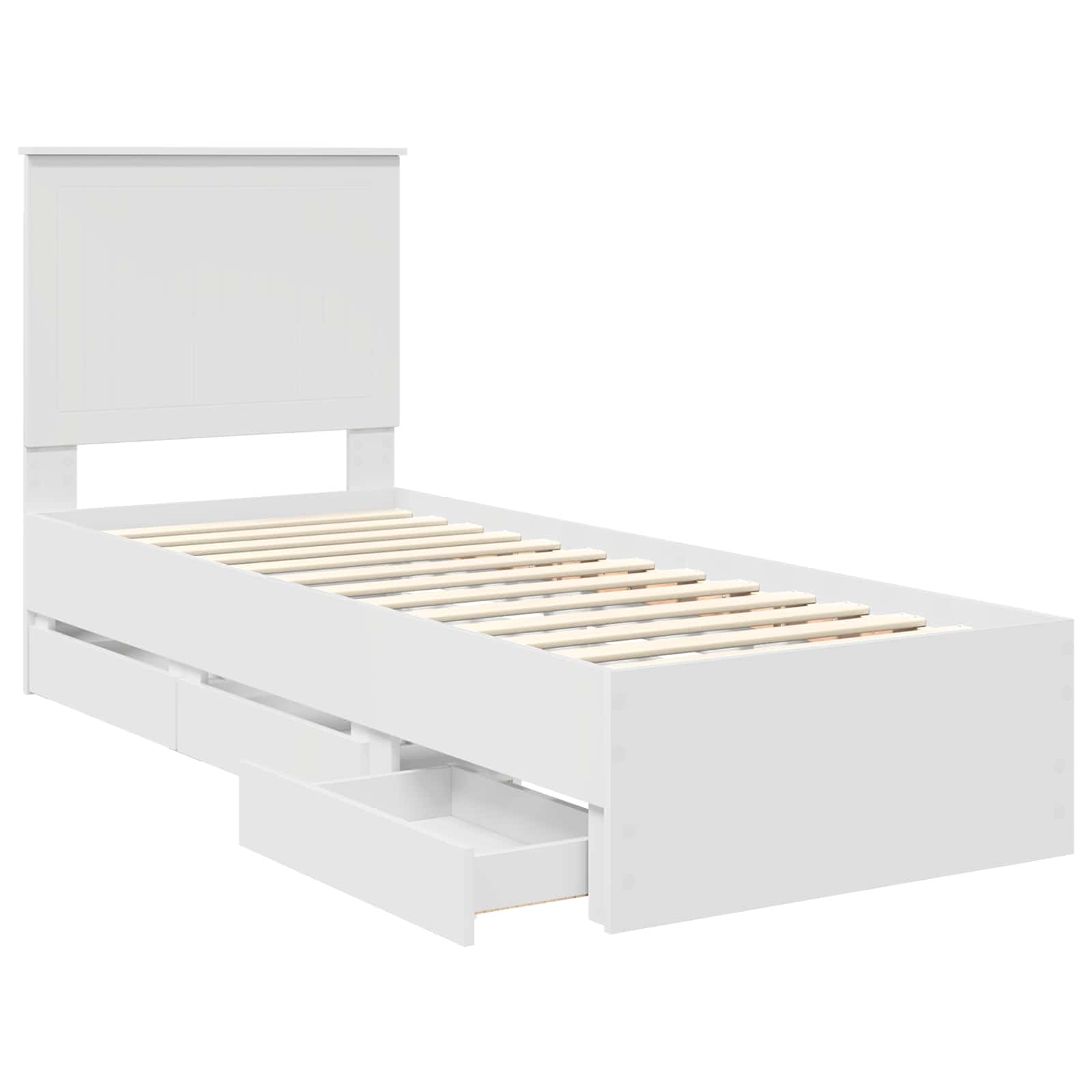 Bedframe Met Lade Met Hoofdeinde Ingenieurshout 75 x 190 cm Wit