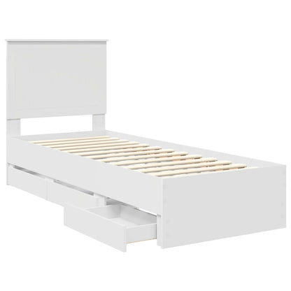 Bedframe Met Lade Met Hoofdeinde Ingenieurshout 75 x 190 cm Wit