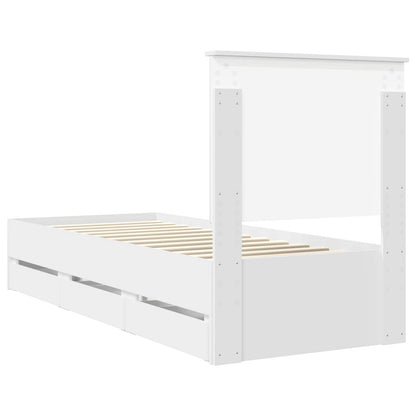 Bedframe Met Lade Met Hoofdeinde Ingenieurshout 75 x 190 cm Wit