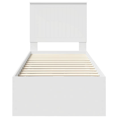 Bedframe Met Lade Met Hoofdeinde Ingenieurshout 75 x 190 cm Wit