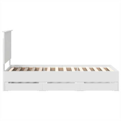 Bedframe Met Lade Met Hoofdeinde Ingenieurshout 75 x 190 cm Wit