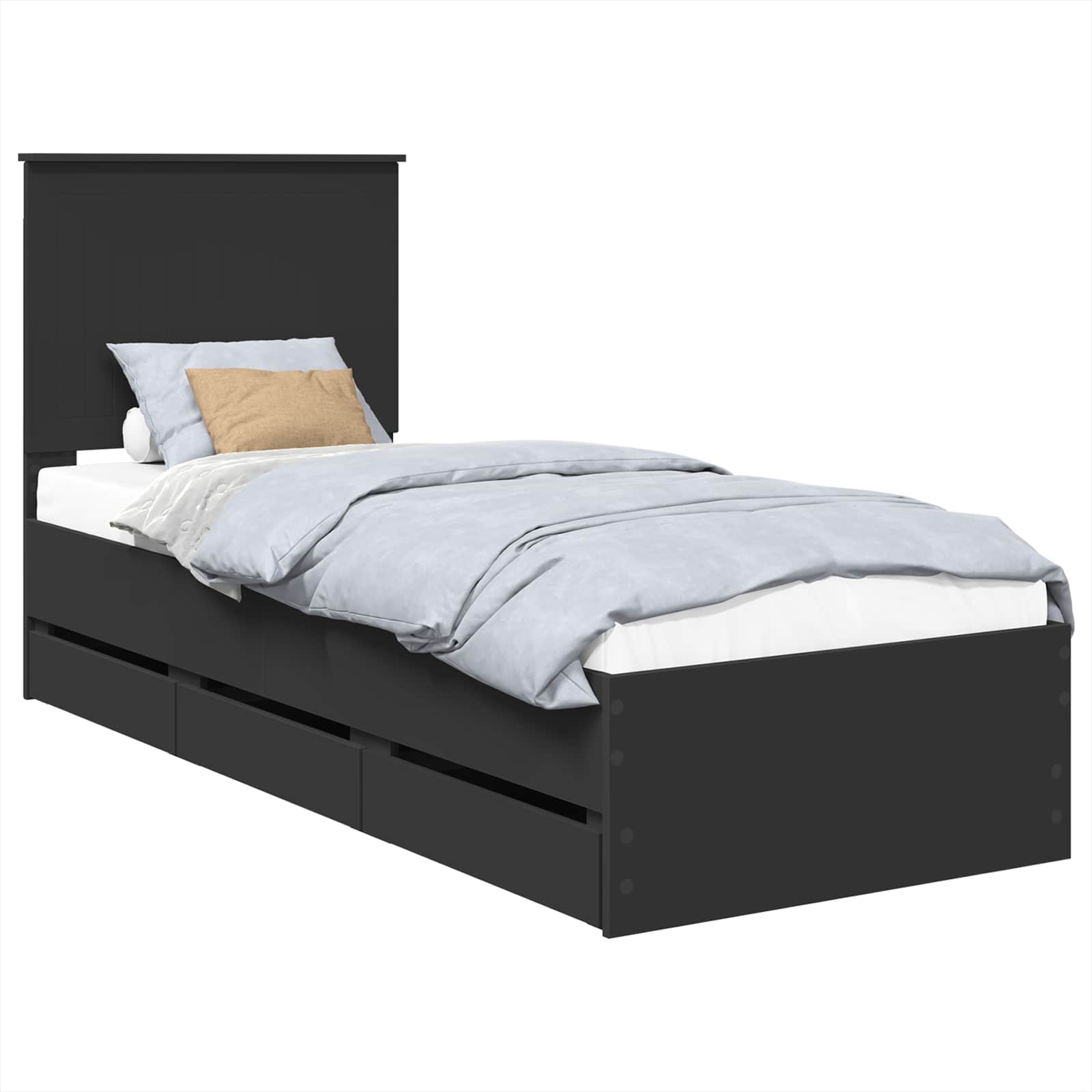 Bedframe Met Lade Met Opslag Ingenieurshout 75 x 190 cm Zwart