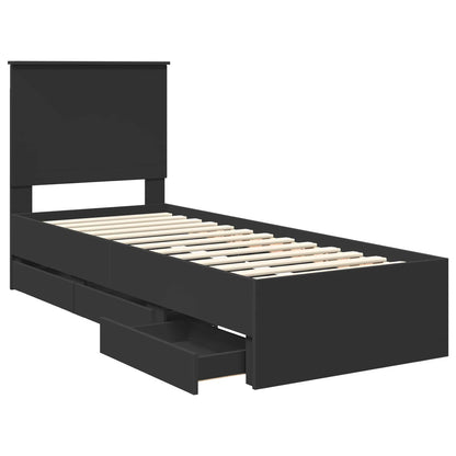 Bedframe Met Lade Met Opslag Ingenieurshout 75 x 190 cm Zwart