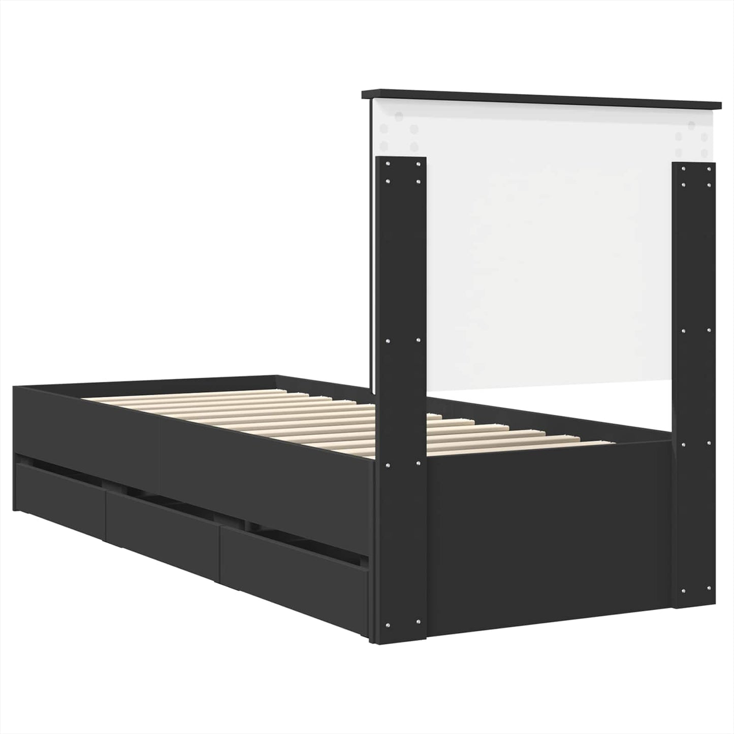 Bedframe Met Lade Met Opslag Ingenieurshout 75 x 190 cm Zwart