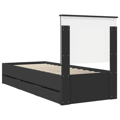 Bedframe Met Lade Met Opslag Ingenieurshout 75 x 190 cm Zwart
