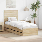 Bed Frame with Drawer Sonoma Oak 75 x 190 cm Engineered Wood