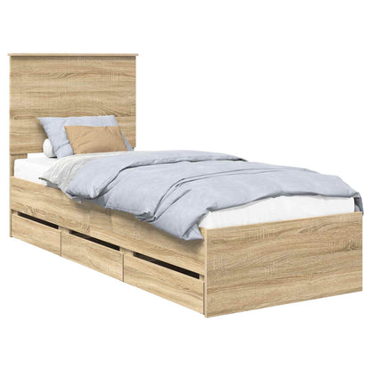 Bedframe Met Lade Ingenieurshout 75 x 190 cm Sonoma eiken
