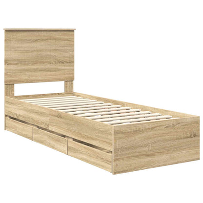 Bedframe Met Lade Ingenieurshout 75 x 190 cm Sonoma eiken
