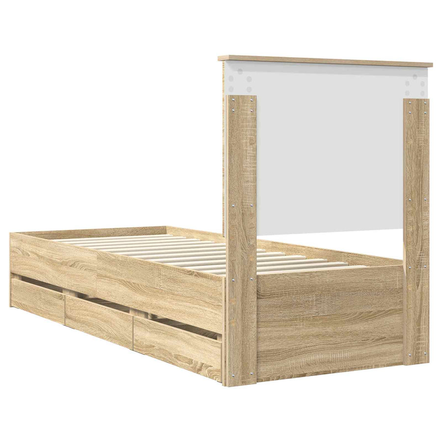 Bedframe Met Lade Ingenieurshout 75 x 190 cm Sonoma eiken