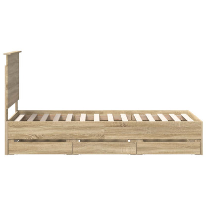 Bedframe Met Lade Ingenieurshout 75 x 190 cm Sonoma eiken
