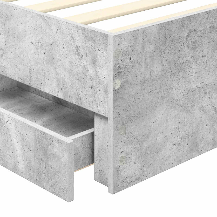Bedframe Met Lade Beton Grijs Ingenieurshout 75 x 190 cm Betongrijs
