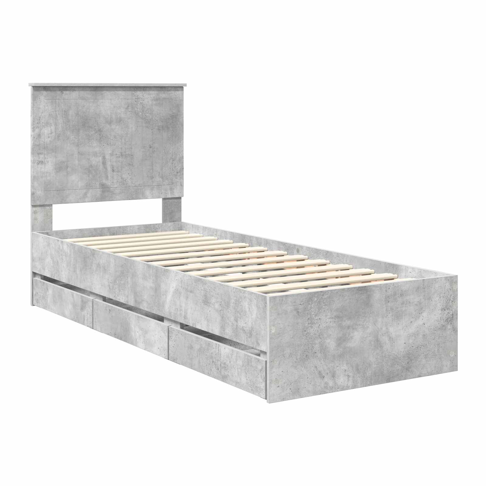 Bedframe Met Lade Beton Grijs Ingenieurshout 75 x 190 cm Betongrijs