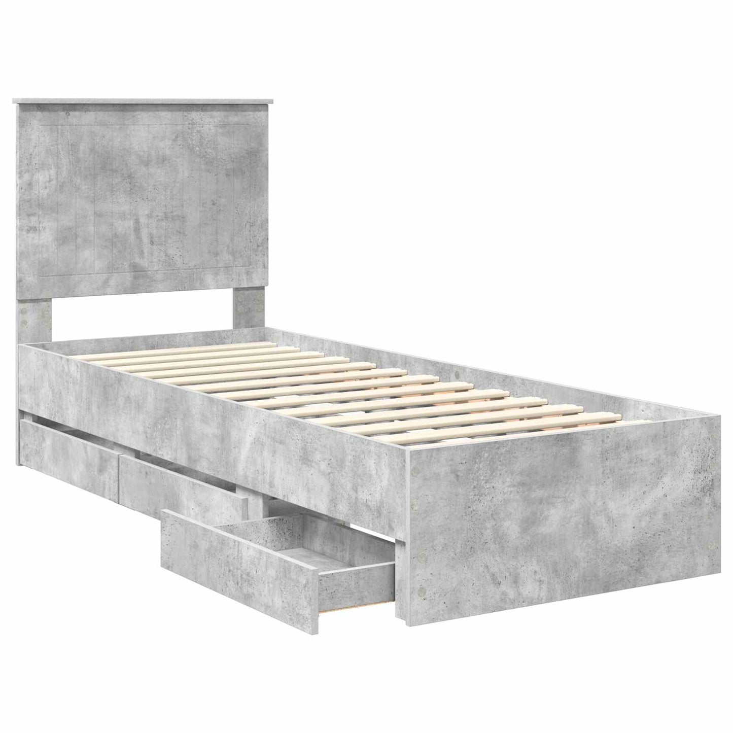 Bedframe Met Lade Beton Grijs Ingenieurshout 75 x 190 cm Betongrijs