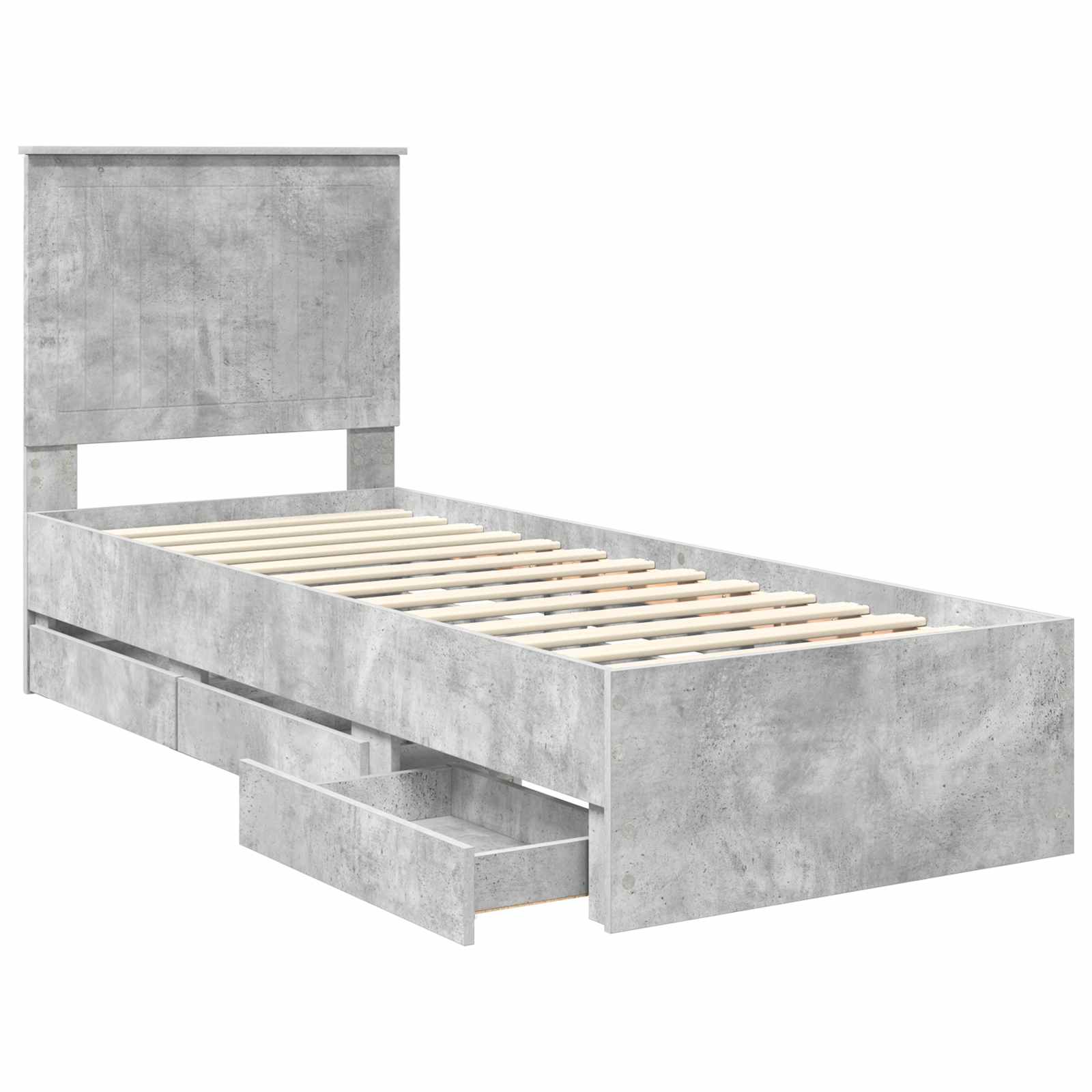 Bedframe Met Lade Beton Grijs Ingenieurshout 75 x 190 cm Betongrijs