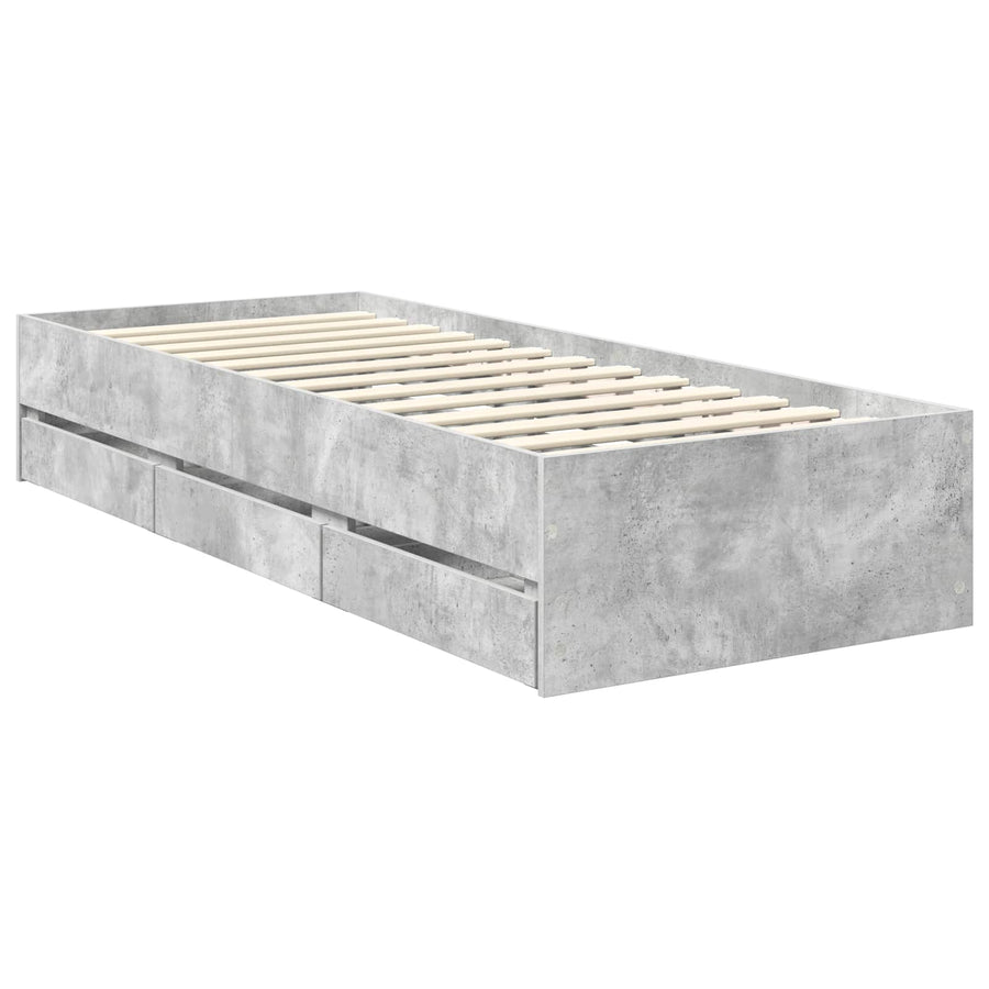 Bedframe Met Lade Beton Grijs Ingenieurshout 75 x 190 cm Betongrijs