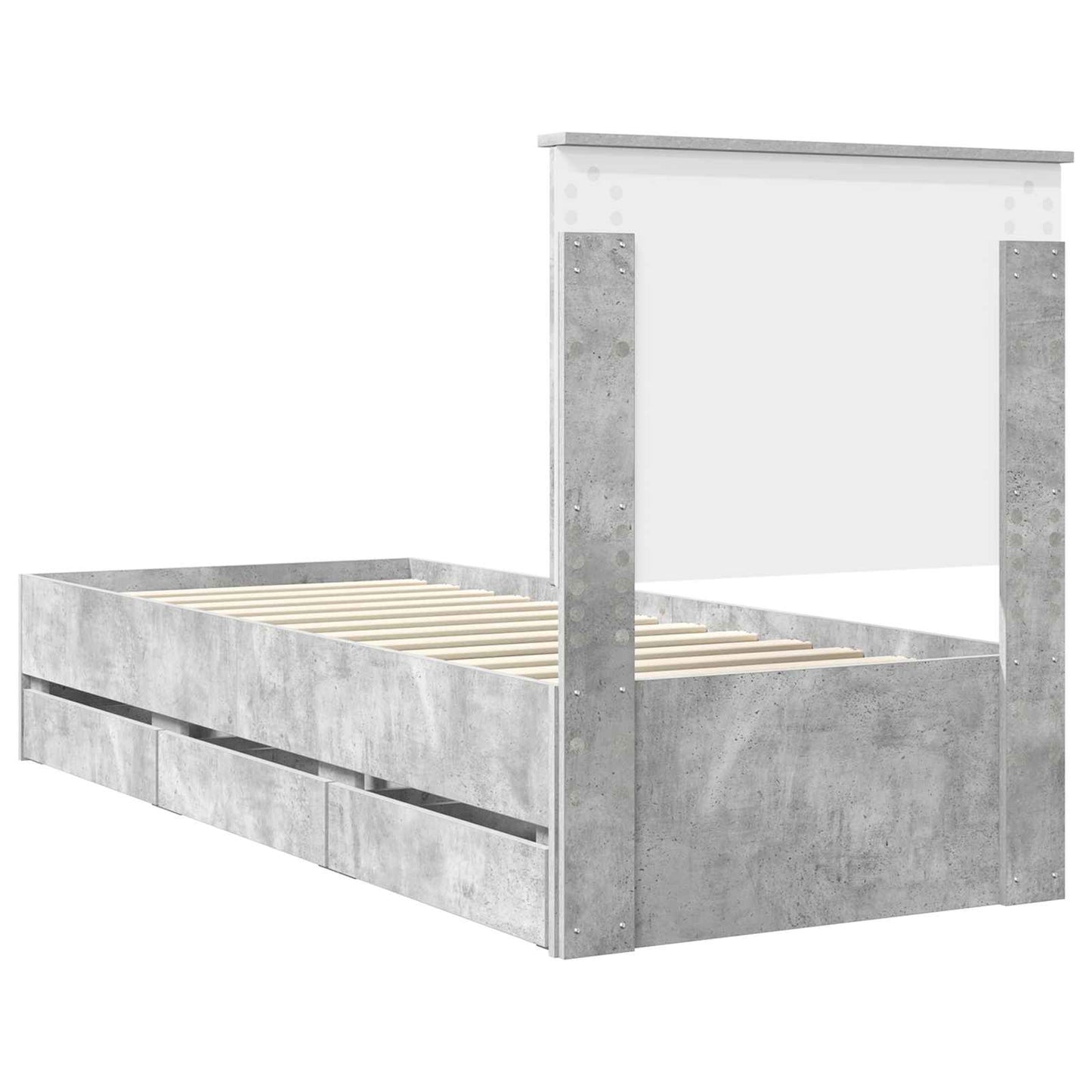 Bedframe Met Lade Beton Grijs Ingenieurshout 75 x 190 cm Betongrijs