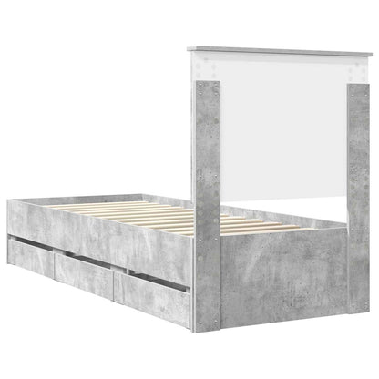 Bedframe Met Lade Beton Grijs Ingenieurshout 75 x 190 cm Betongrijs