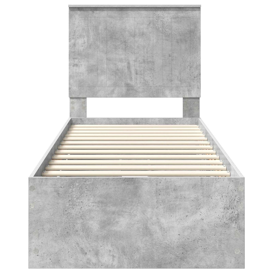 Bedframe Met Lade Beton Grijs Ingenieurshout 75 x 190 cm Betongrijs