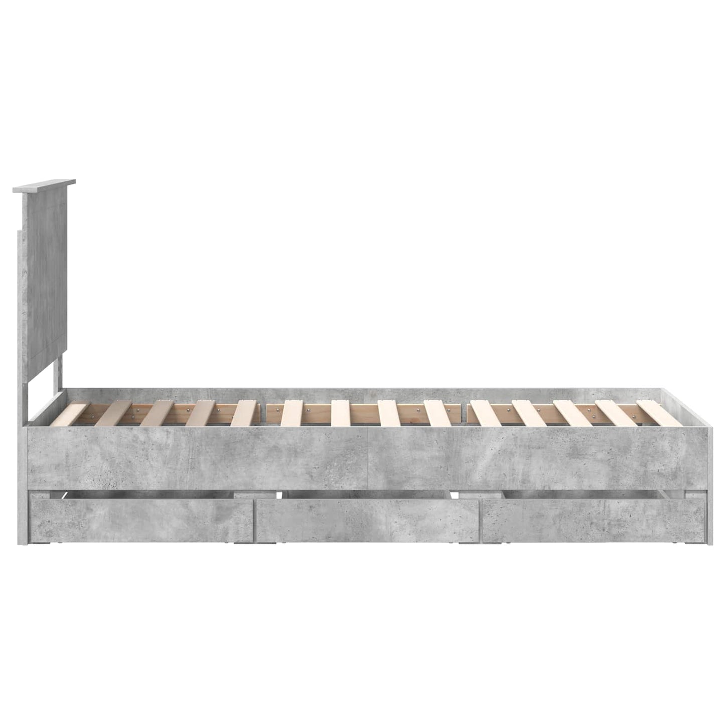 Bedframe Met Lade Beton Grijs Ingenieurshout 75 x 190 cm Betongrijs