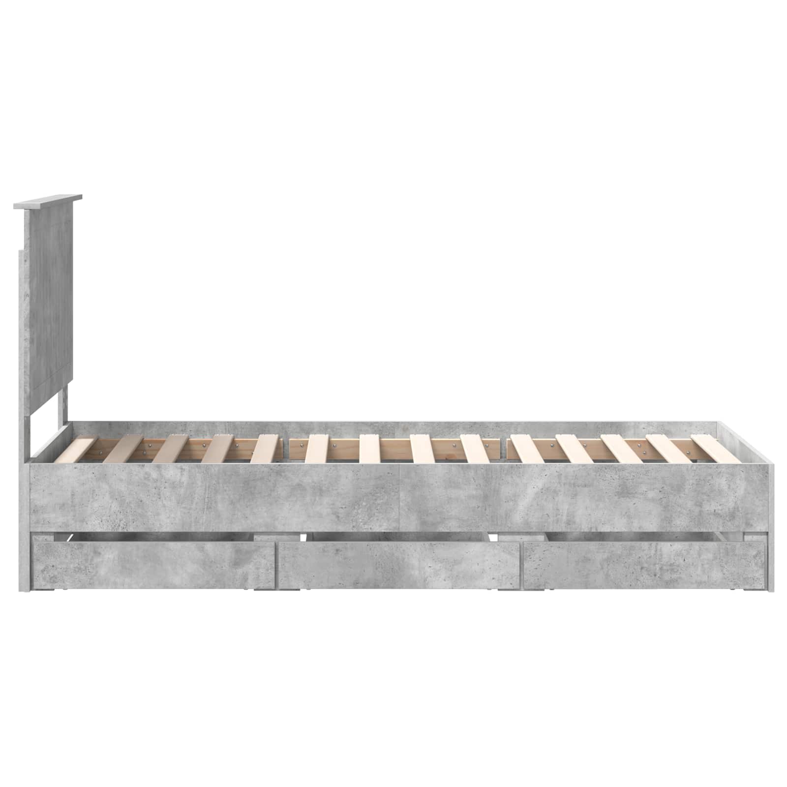 Bedframe Met Lade Beton Grijs Ingenieurshout 75 x 190 cm Betongrijs
