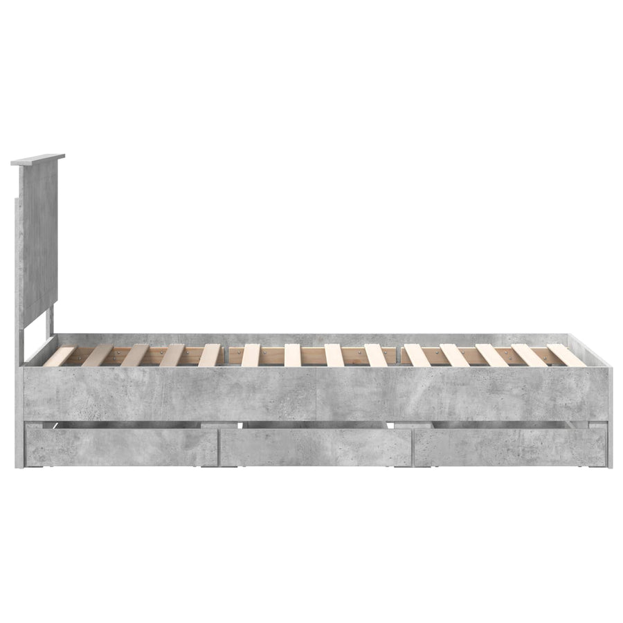 Bedframe Met Lade Beton Grijs Ingenieurshout 75 x 190 cm Betongrijs