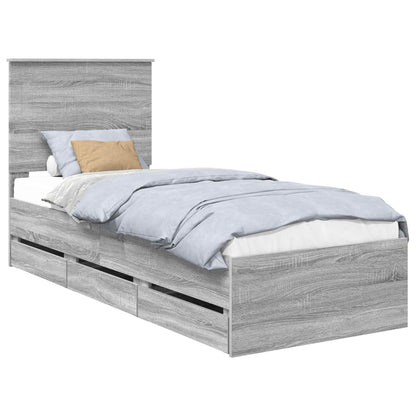 Bedframe Met Lade Ingenieurshout 75 x 190 cm Grijs sonoma