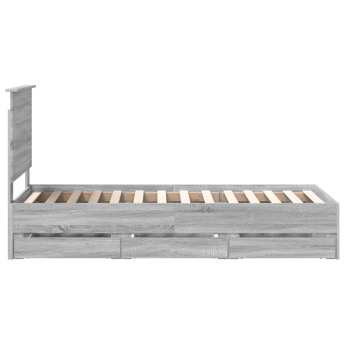 Bedframe Met Lade Ingenieurshout 75 x 190 cm Grijs sonoma