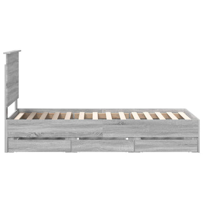 Bedframe Met Lade Ingenieurshout 75 x 190 cm Grijs sonoma