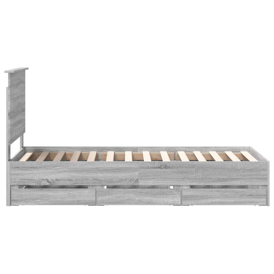 Bedframe Met Lade Ingenieurshout 75 x 190 cm Grijs sonoma