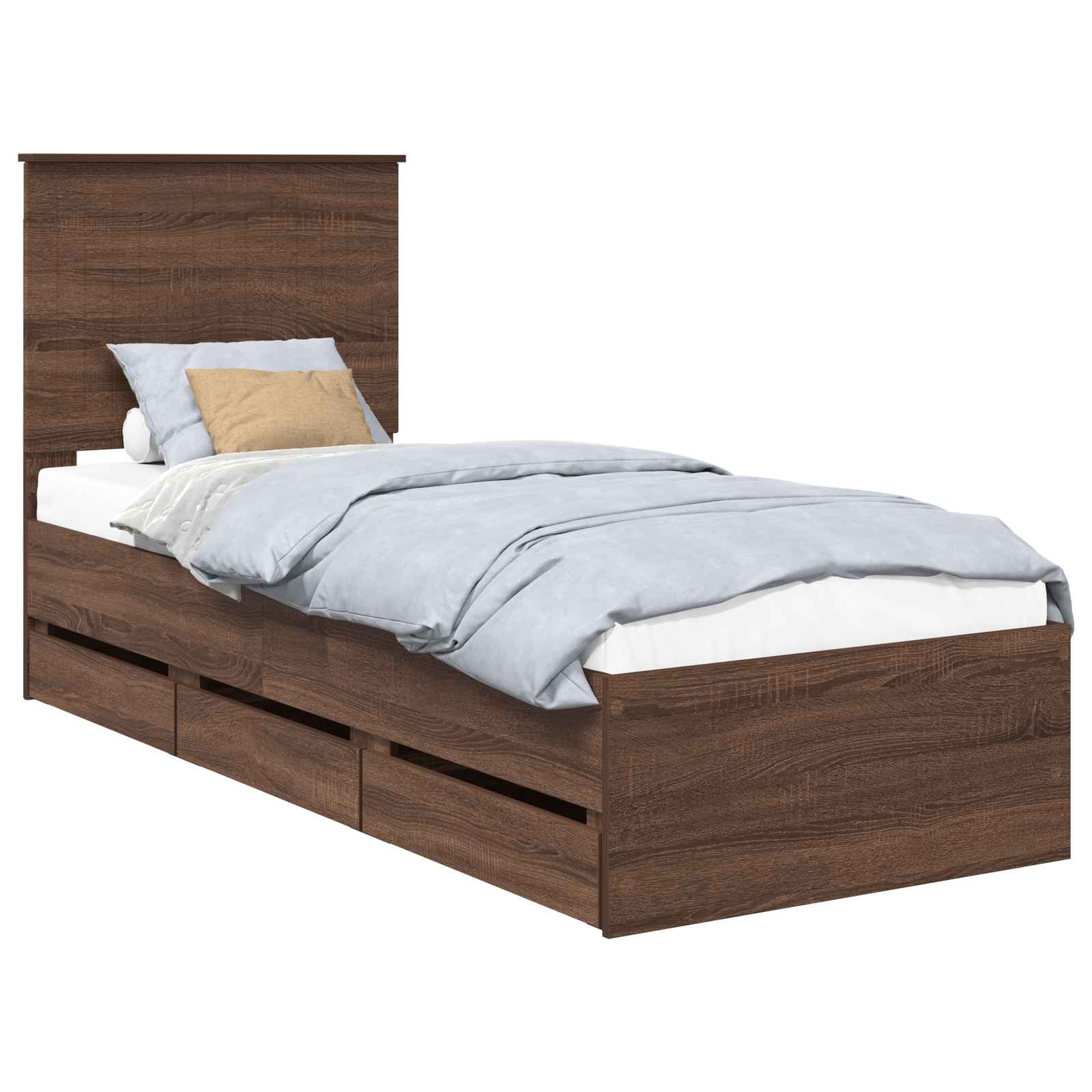 Bedframe Met Lade Bruin Eiken Ingenieurshout 75 x 190 cm bruin eikenkleur
