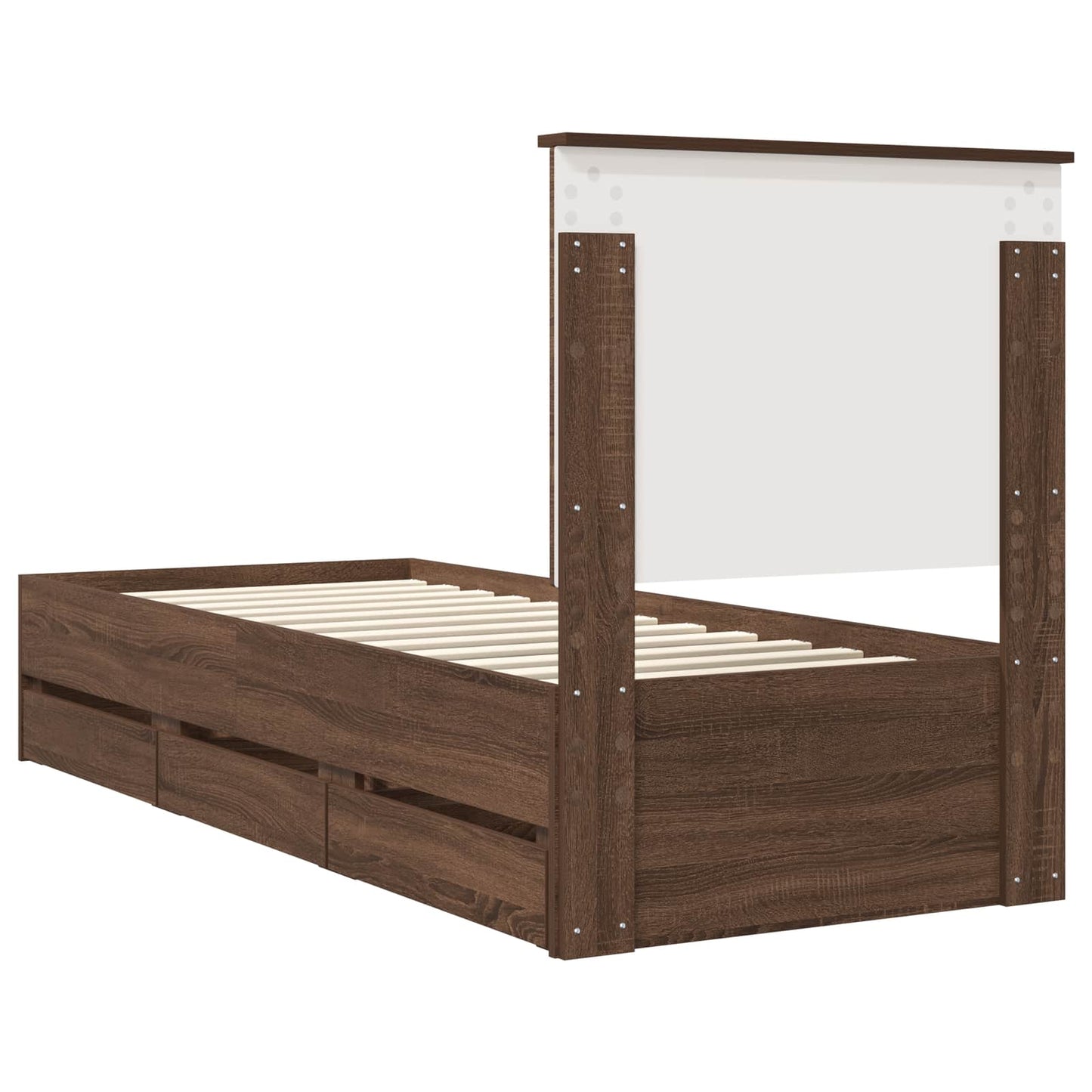Bedframe Met Lade Bruin Eiken Ingenieurshout 75 x 190 cm bruin eikenkleur