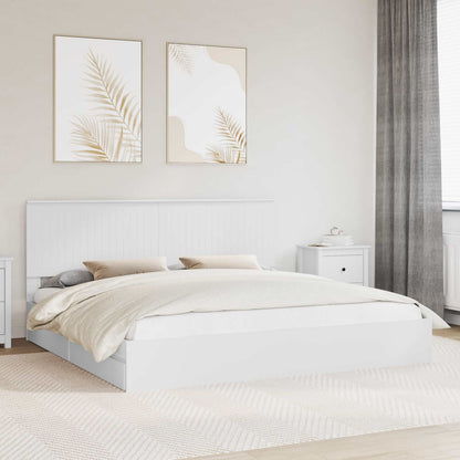 Opslag bed met hoofdeinde Wit 200 x 200 cm Bewerkt hout