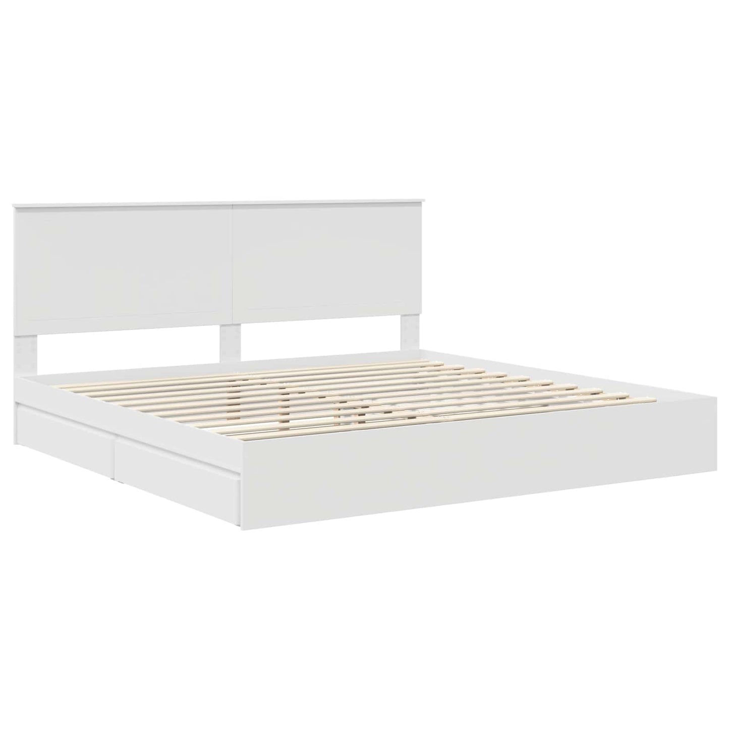 Opslag bed met hoofdeinde Wit 200 x 200 cm Bewerkt hout