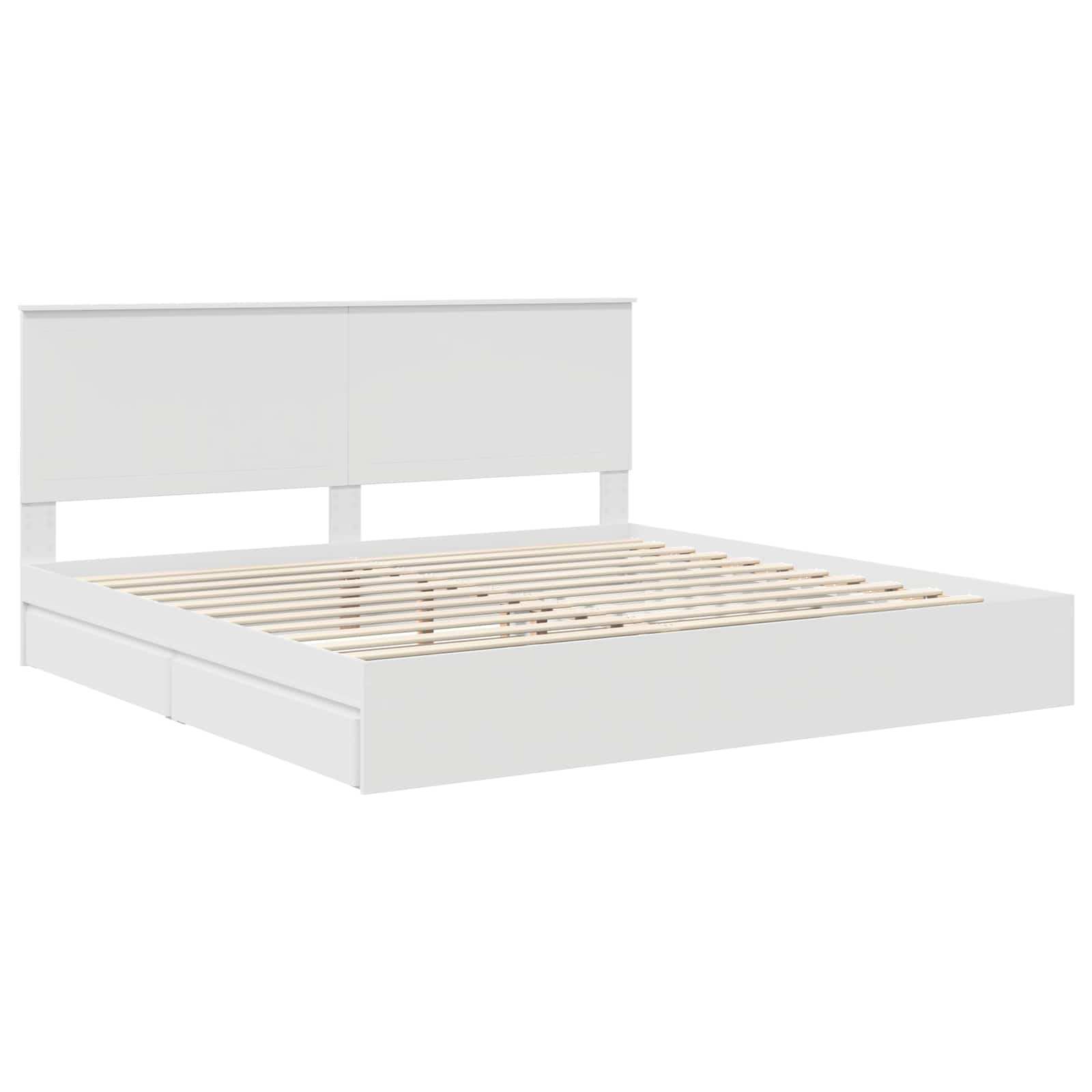 Opslag bed met hoofdeinde Wit 200 x 200 cm Bewerkt hout