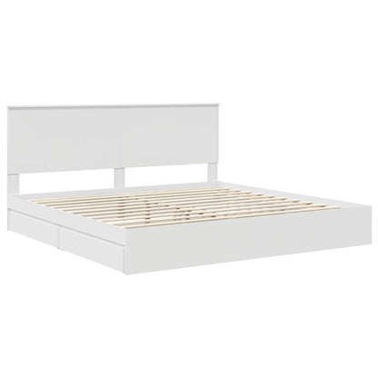 Opslag bed met hoofdeinde Wit 200 x 200 cm Bewerkt hout