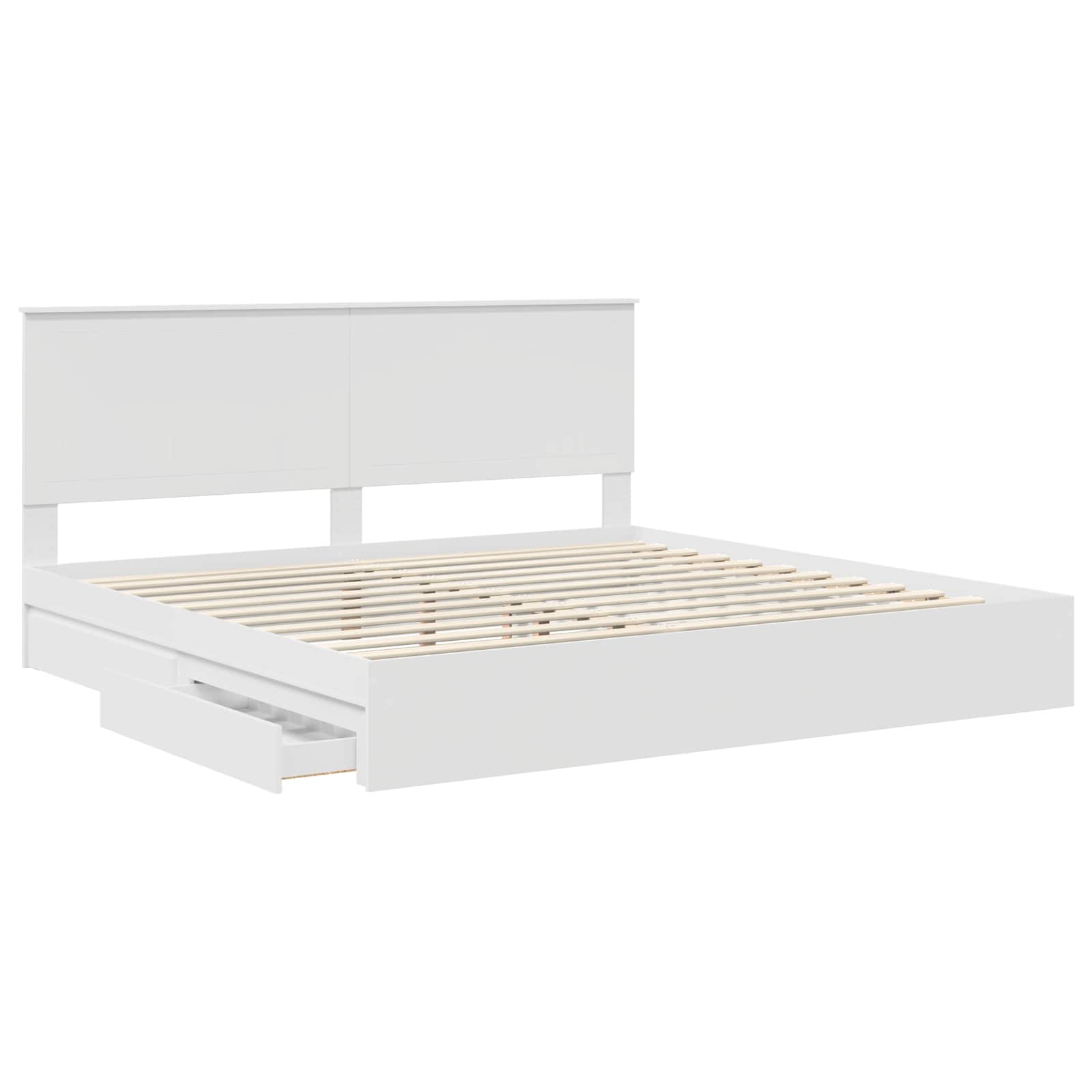 Opslag bed met hoofdeinde Wit 200 x 200 cm Bewerkt hout