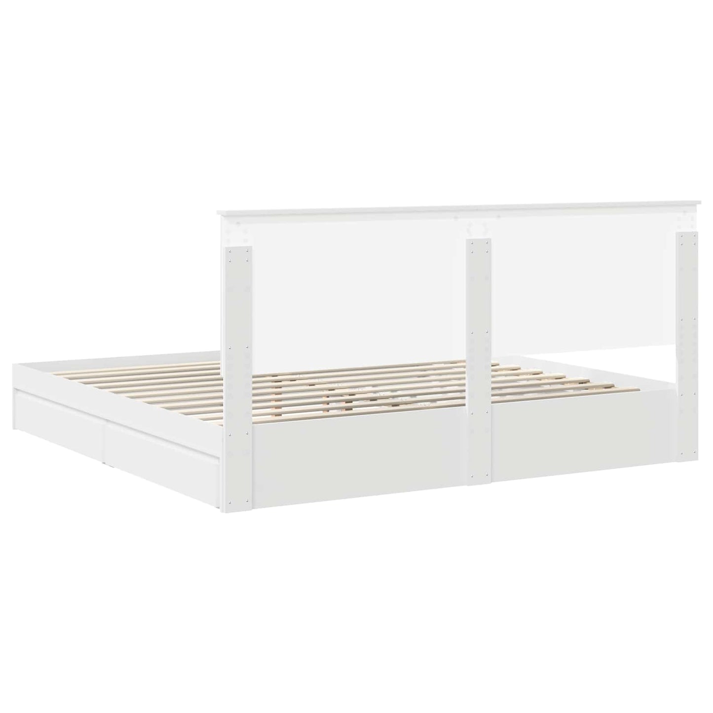 Opslag bed met hoofdeinde Wit 200 x 200 cm Bewerkt hout