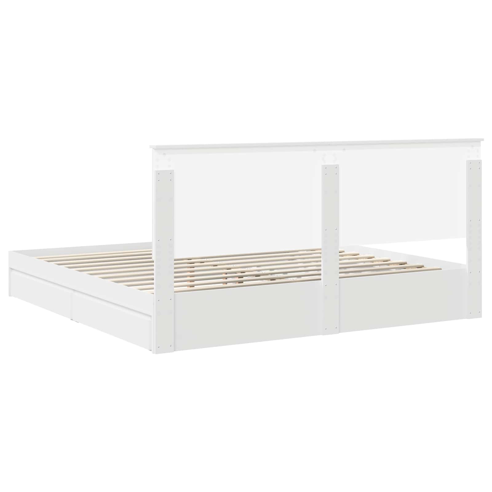 Opslag bed met hoofdeinde Wit 200 x 200 cm Bewerkt hout