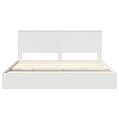 Opslag bed met hoofdeinde Wit 200 x 200 cm Bewerkt hout
