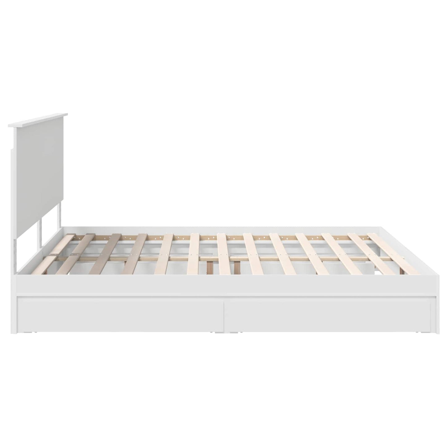 Opslag bed met hoofdeinde Wit 200 x 200 cm Bewerkt hout