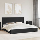 Storage Bed with Headboard Black 200 x 200 cm Engineered Wood