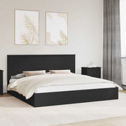 Opslagbed met hoofdeinde 200x200 cm zwart bewerkt hout