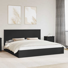 Opslag bed met hoofdeinde Zwart 200 x 200 cm Bewerkt hout