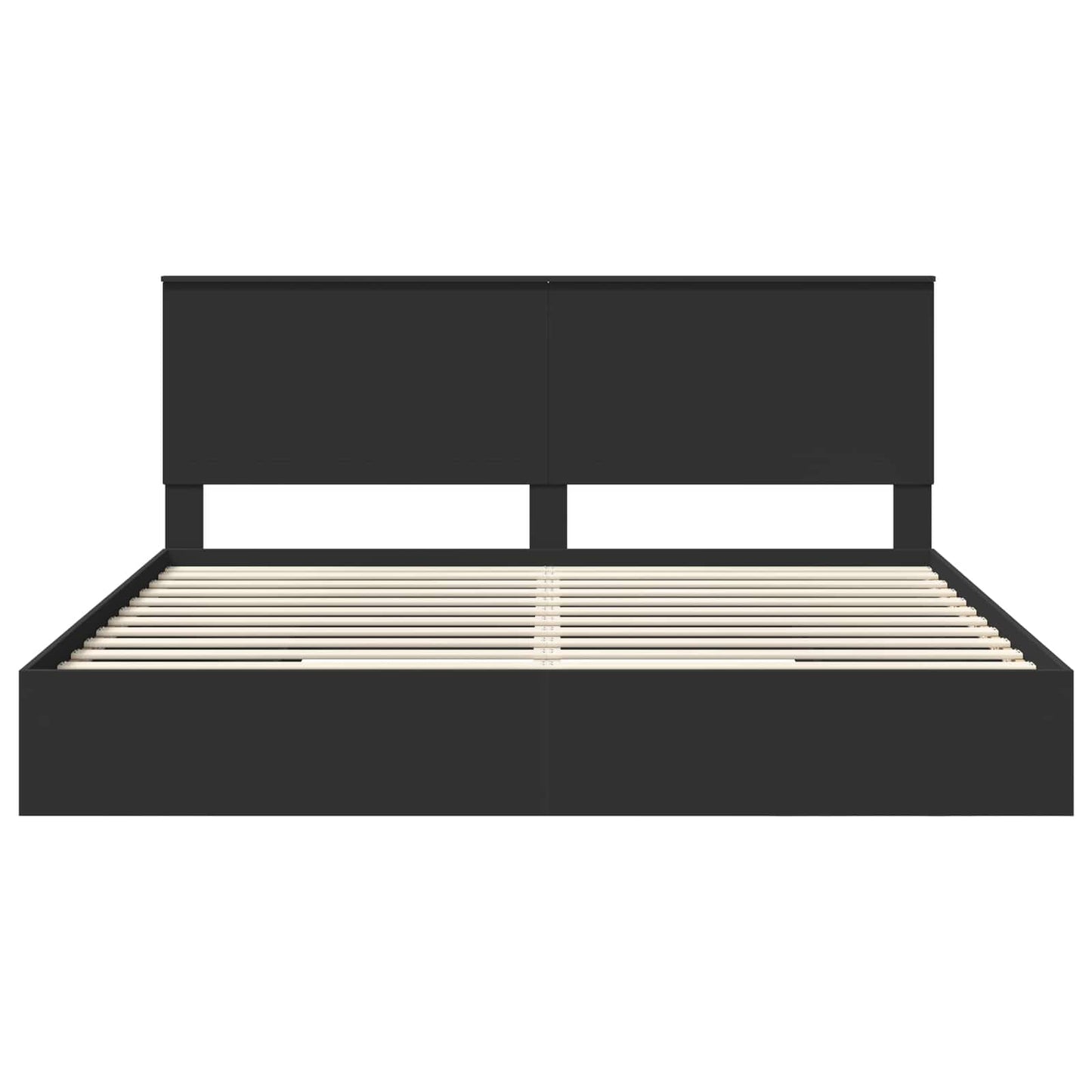 Opslag bed met hoofdeinde Zwart 200 x 200 cm Bewerkt hout
