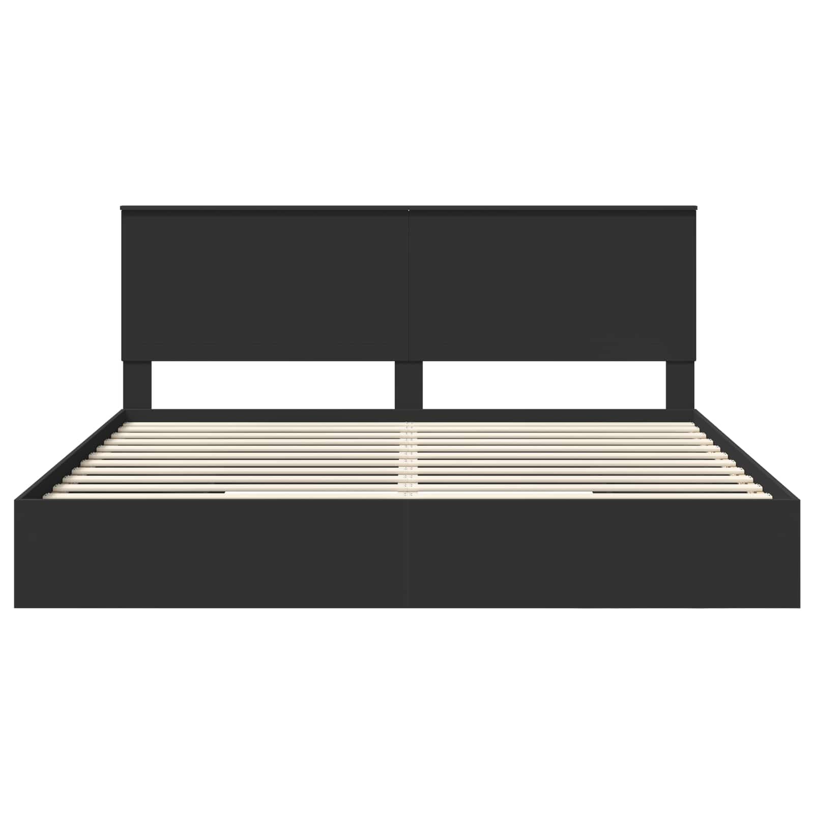 Opslag bed met hoofdeinde Zwart 200 x 200 cm Bewerkt hout