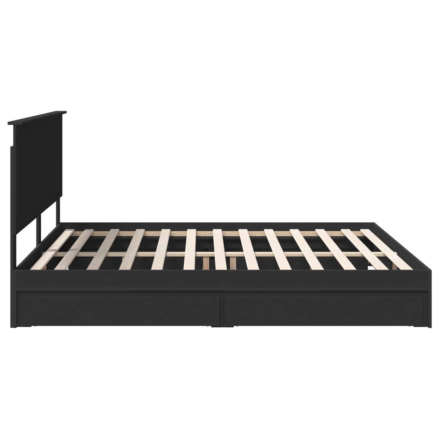Opslag bed met hoofdeinde Zwart 200 x 200 cm Bewerkt hout
