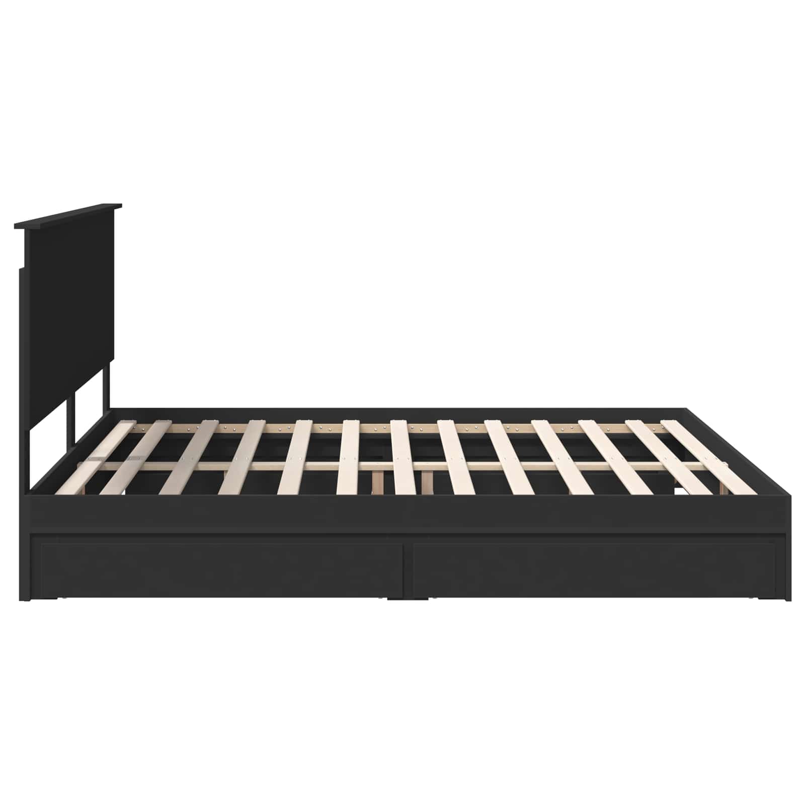 Opslag bed met hoofdeinde Zwart 200 x 200 cm Bewerkt hout