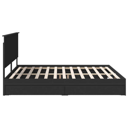 Opslag bed met hoofdeinde Zwart 200 x 200 cm Bewerkt hout
